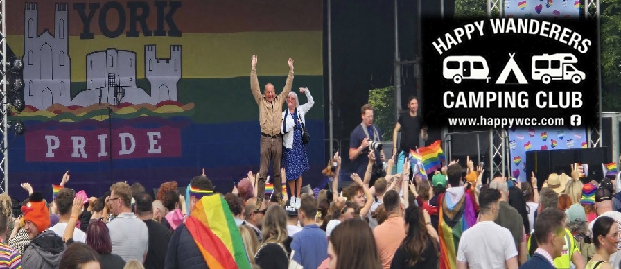 Happy Wanderers Camping Club members at York Pride